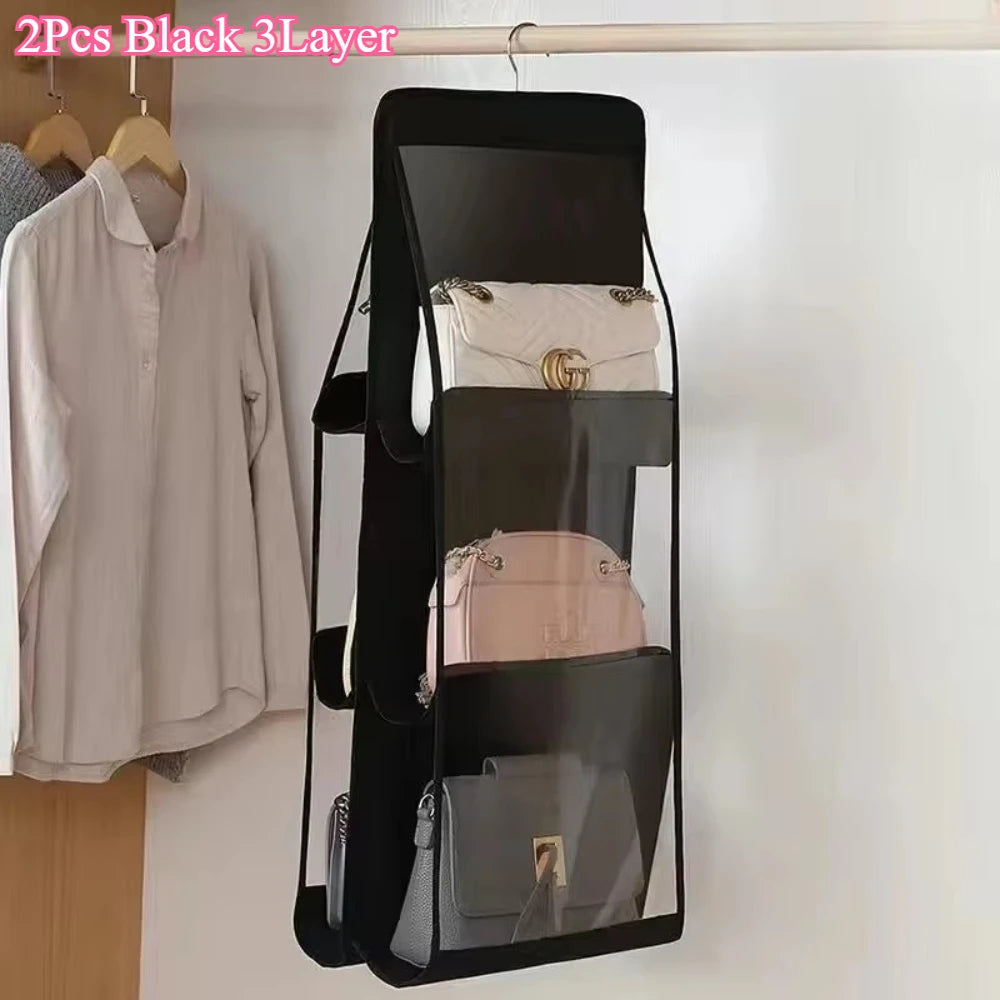 1/2Pcs Hanging Type Tote Bag Organizer Bags Eco-Friendly Dust-proof Three-dimensional Transparent Storage Organizer for Closet Econic Blanks